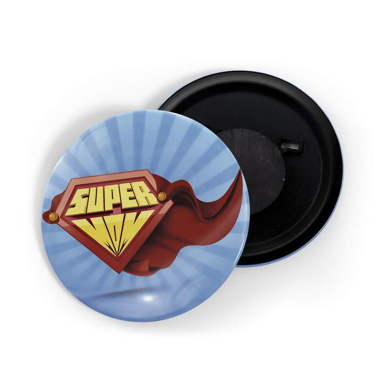 dhcrafts Blue color Round Fridge Magnet Super Mom Glossy Finish Design Pack of 1 (58 mm)